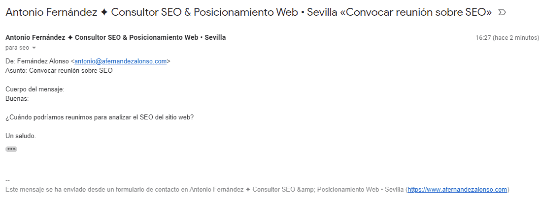 Ejemplo de correo enviado