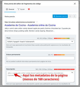 Rank Math SEO   Metadatos en Descripcion