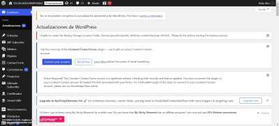 Screenshot of Actualizaciones de WordPress   ESCUELADELOIMPOSIBLE — WordPress