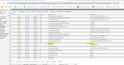 Captura tabla corregida en PhpMyAdmin