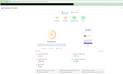 PageSpeed ANTES de ajustes iniciales w3 total cache   portada del sitio