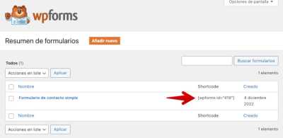 obtener shortcode wpforms 1