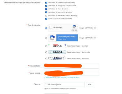 Captura configuracion modulo Recaptcha