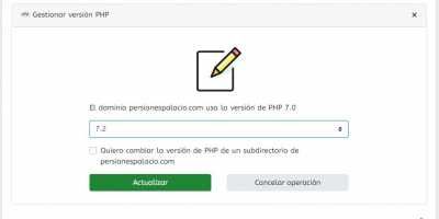 Cambio PHP actualizo a 7.2