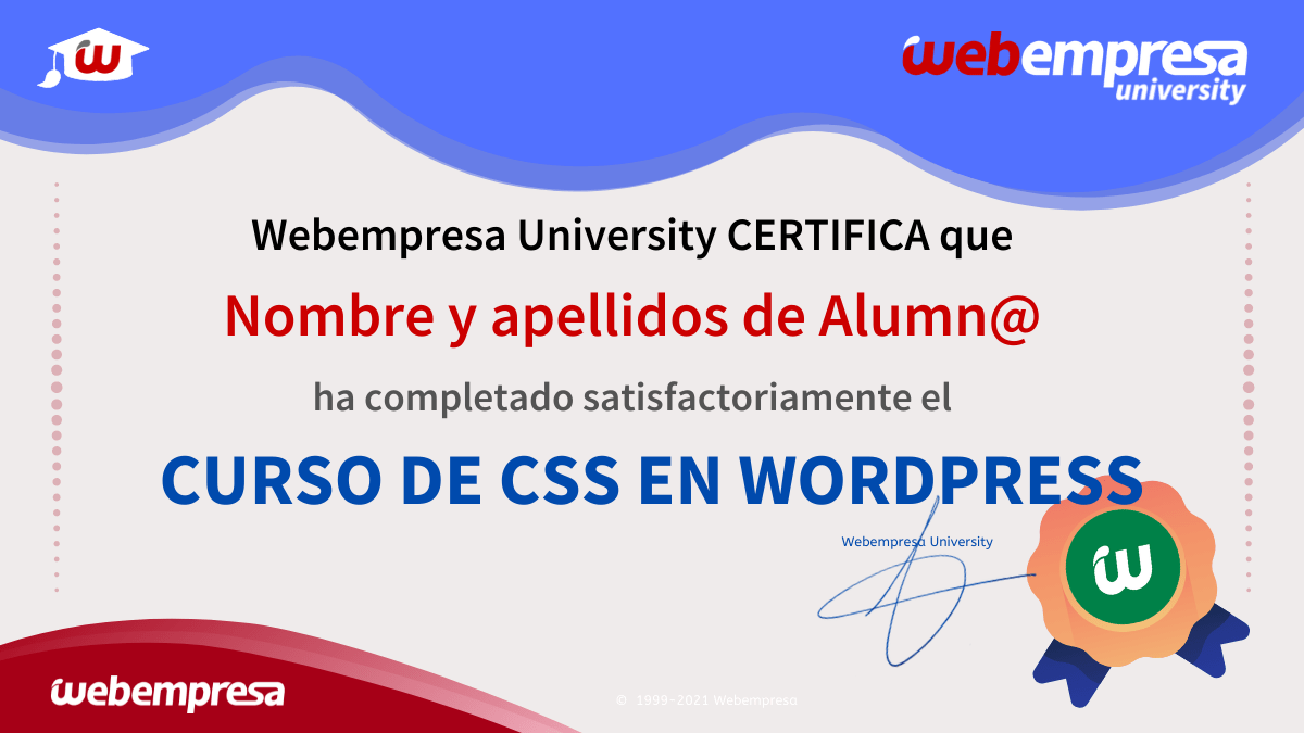 Certificación del Curso de CSS en WordPress