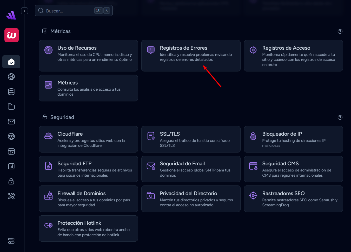 error log wepanel