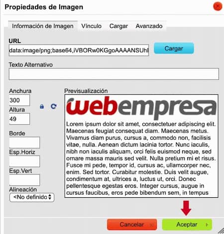 Horde previsualización imagen cargar