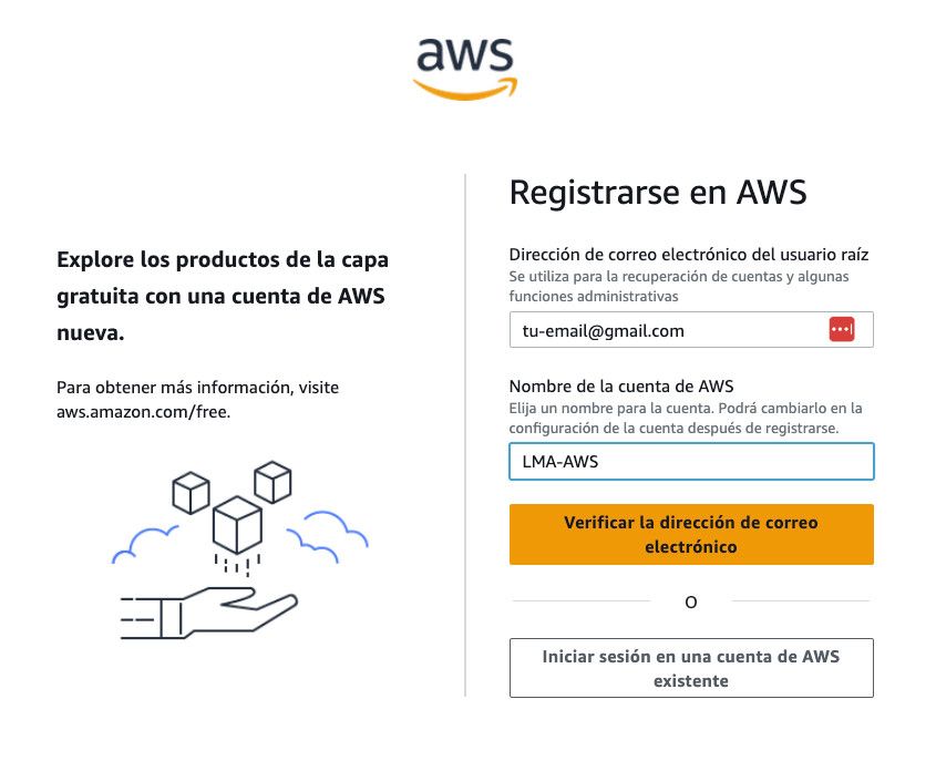 Formulario de alta en Amazon AWS
