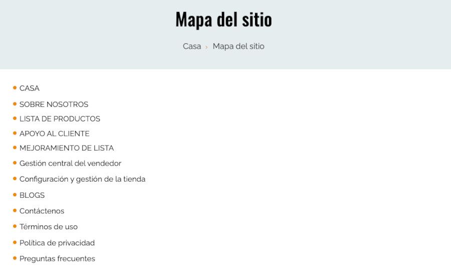 Ejemplo de sitemap en HTML