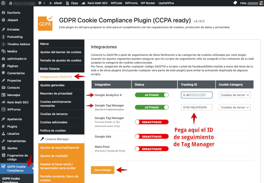 Google Tag Manager - GDPR Cookie Compliance - Integraciones