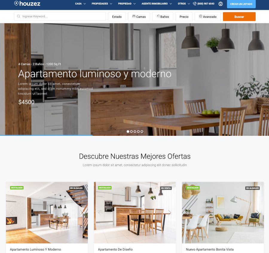 Plantilla de inmobiliaria para WordPress