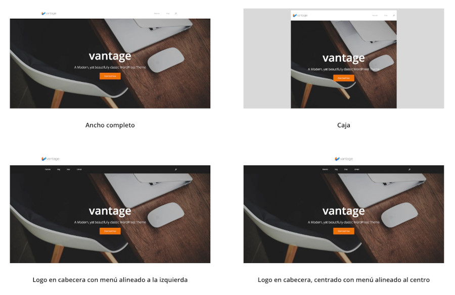 Tema Vantage layouts