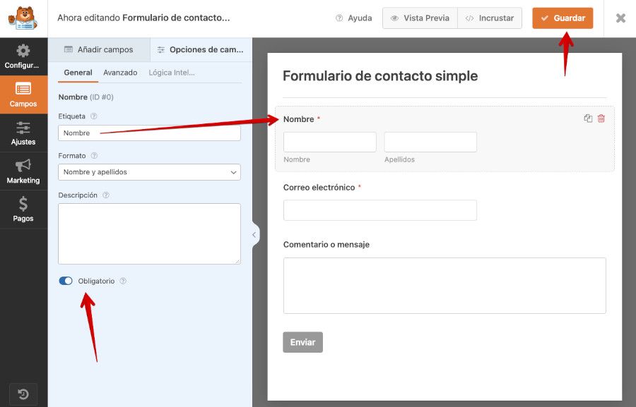 Personaliar y ajustar los campos del formulario