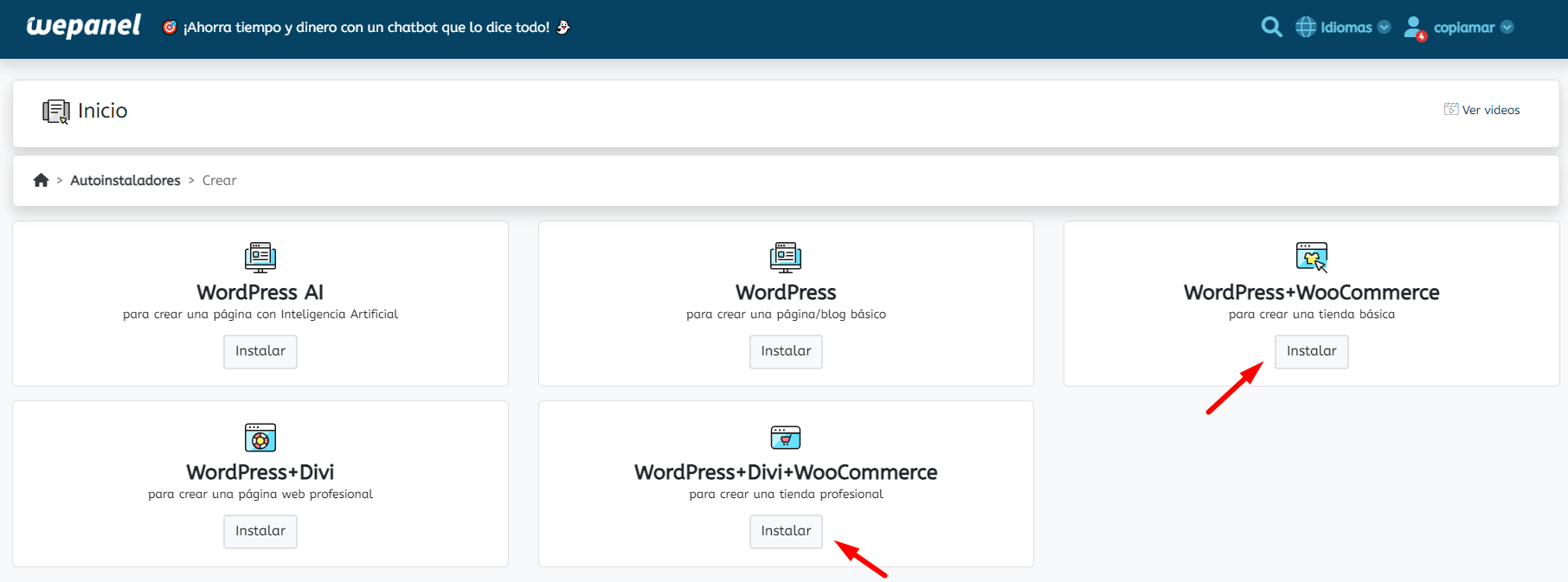 wepanel autoinstaladores woocommerce