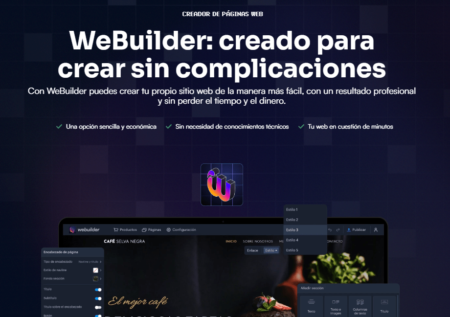 creador de paginas webuilder 