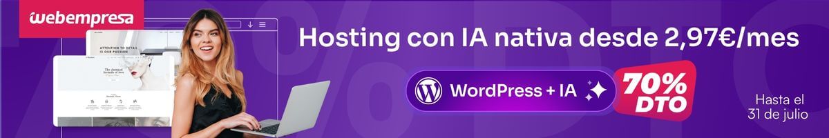 Promo Hosting WordPress con Asistente IA nativa