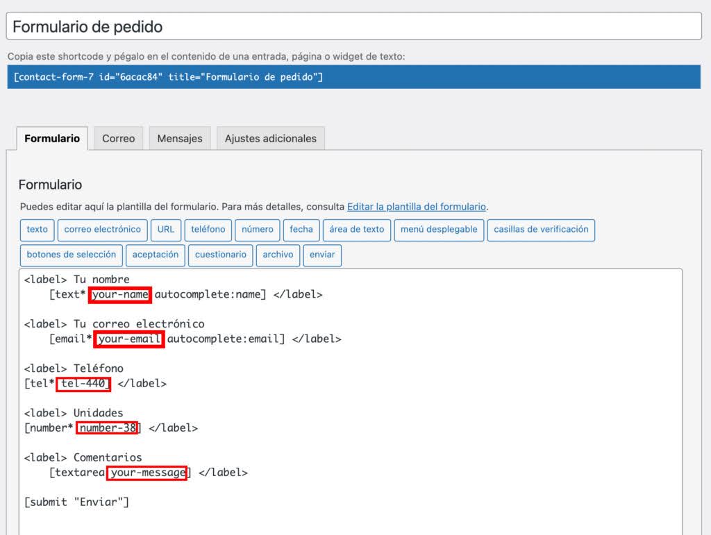 Crear formulario Contact Form 7