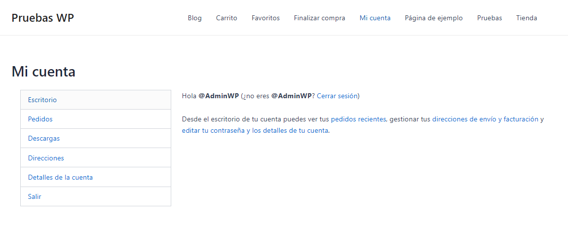 mi cuenta woocommerce