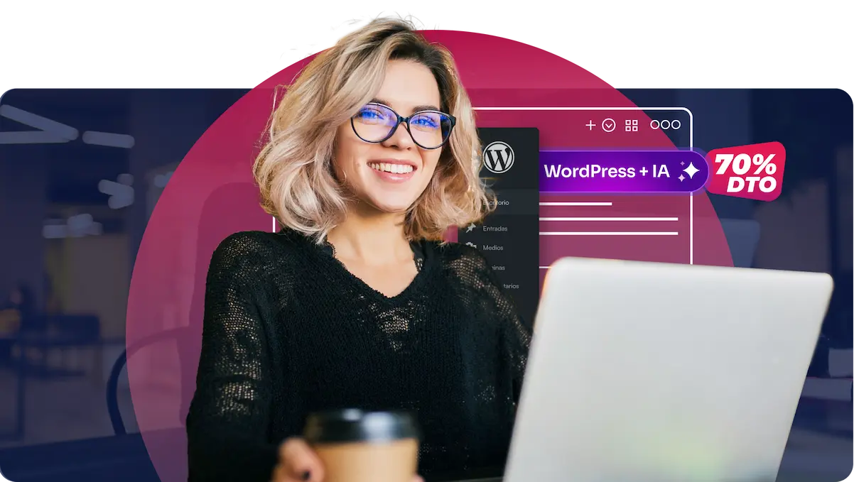 Hosting y dominios para tu web - Mujer trabajando en su portátil