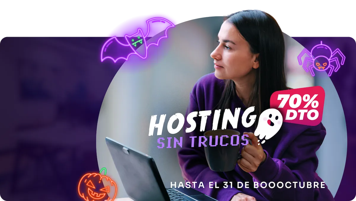 Hosting y dominios para tu web - Mujer trabajando en su portátil