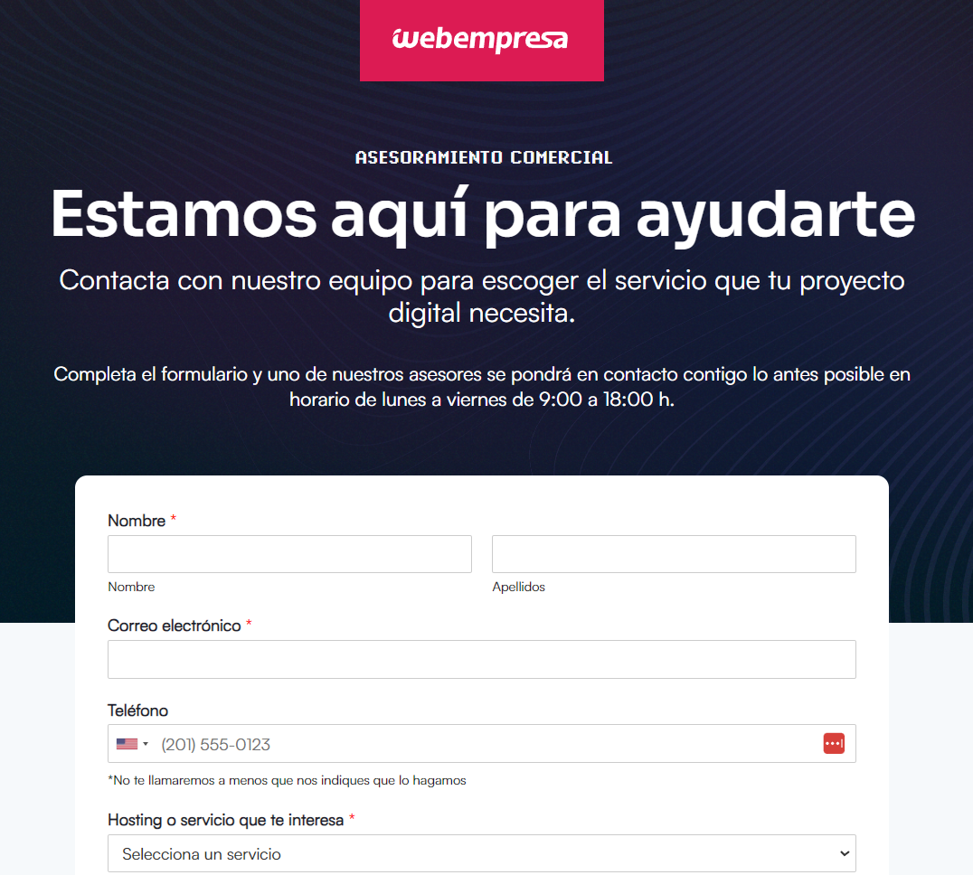 formulario wordpress comercial