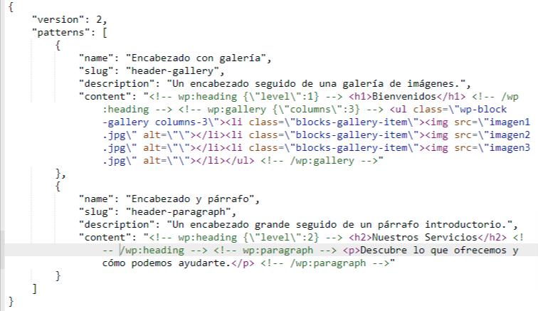 patrones json