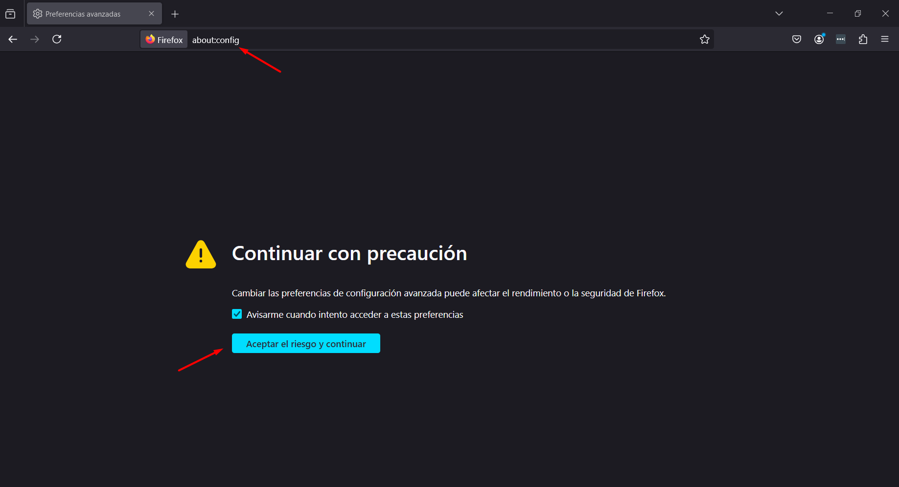 firefox alerta config