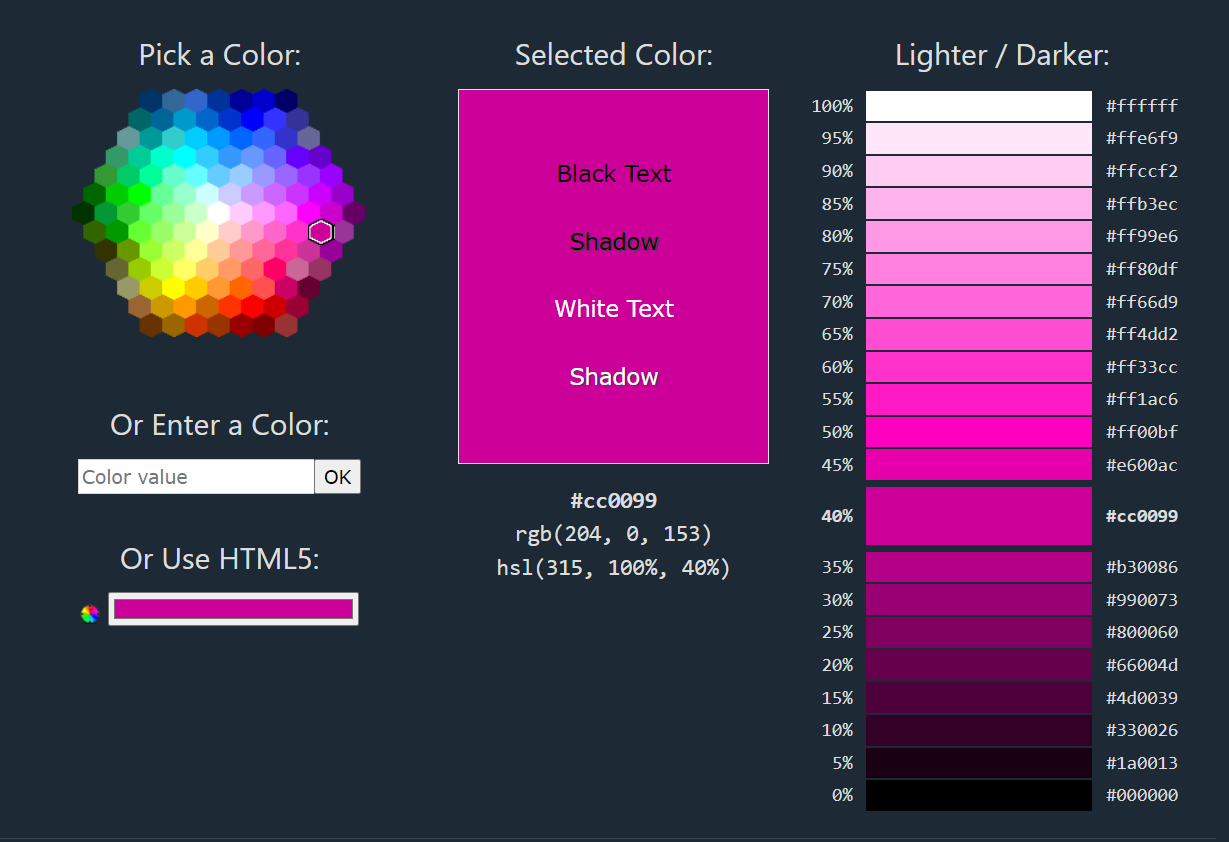 w3 shcools colores