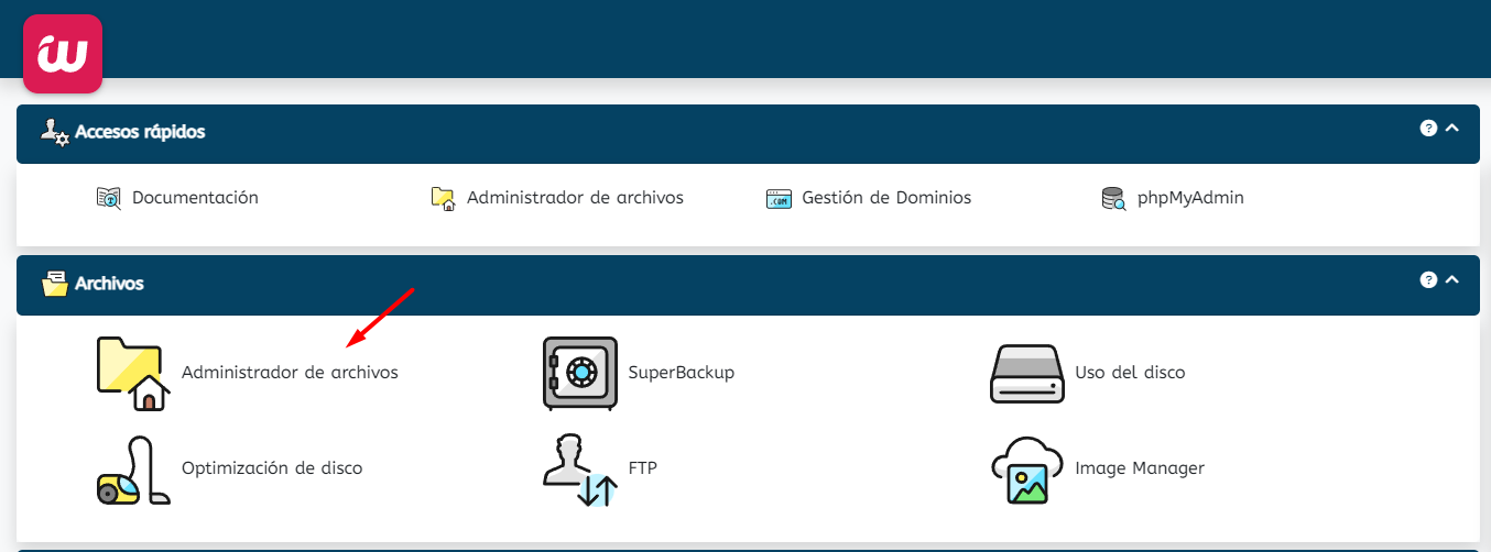 wepanel administrador de archivos