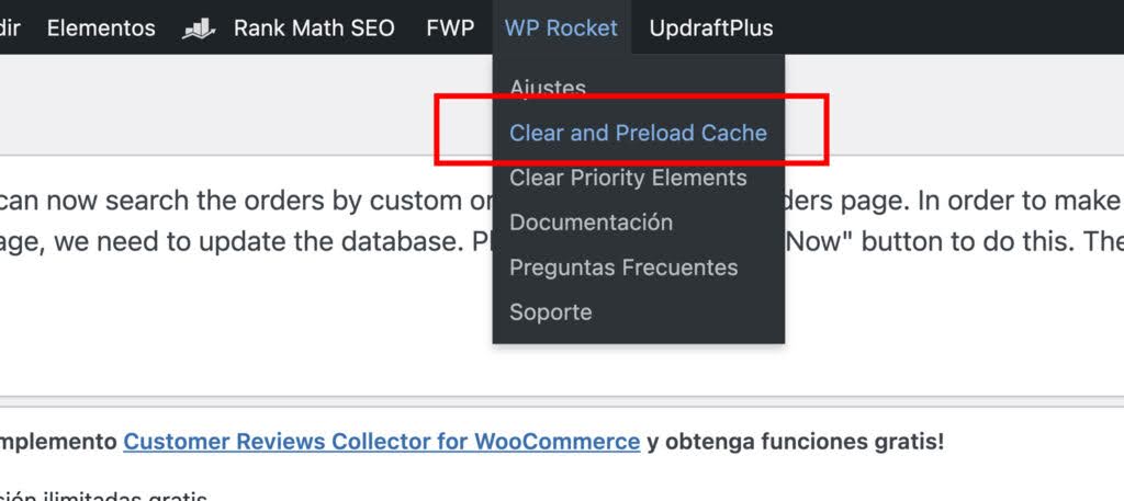 Limpiar caché url en WordPress con WP Rocket