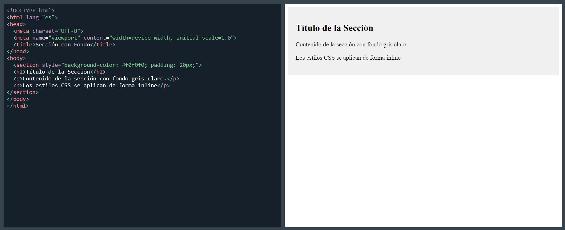 inline css color fondo