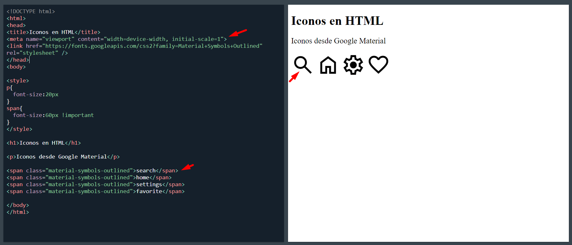 codigo iconos html material