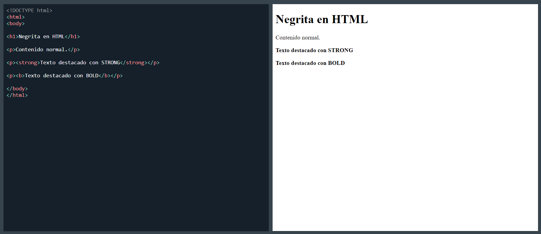 uso de negrita html