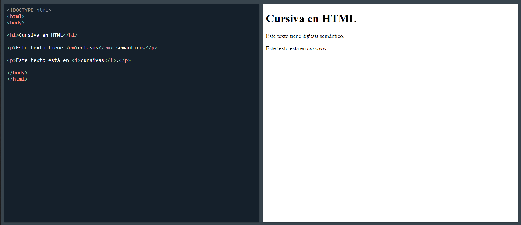 uso cursiva html