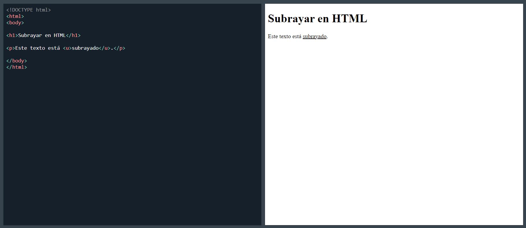 subrayar en html