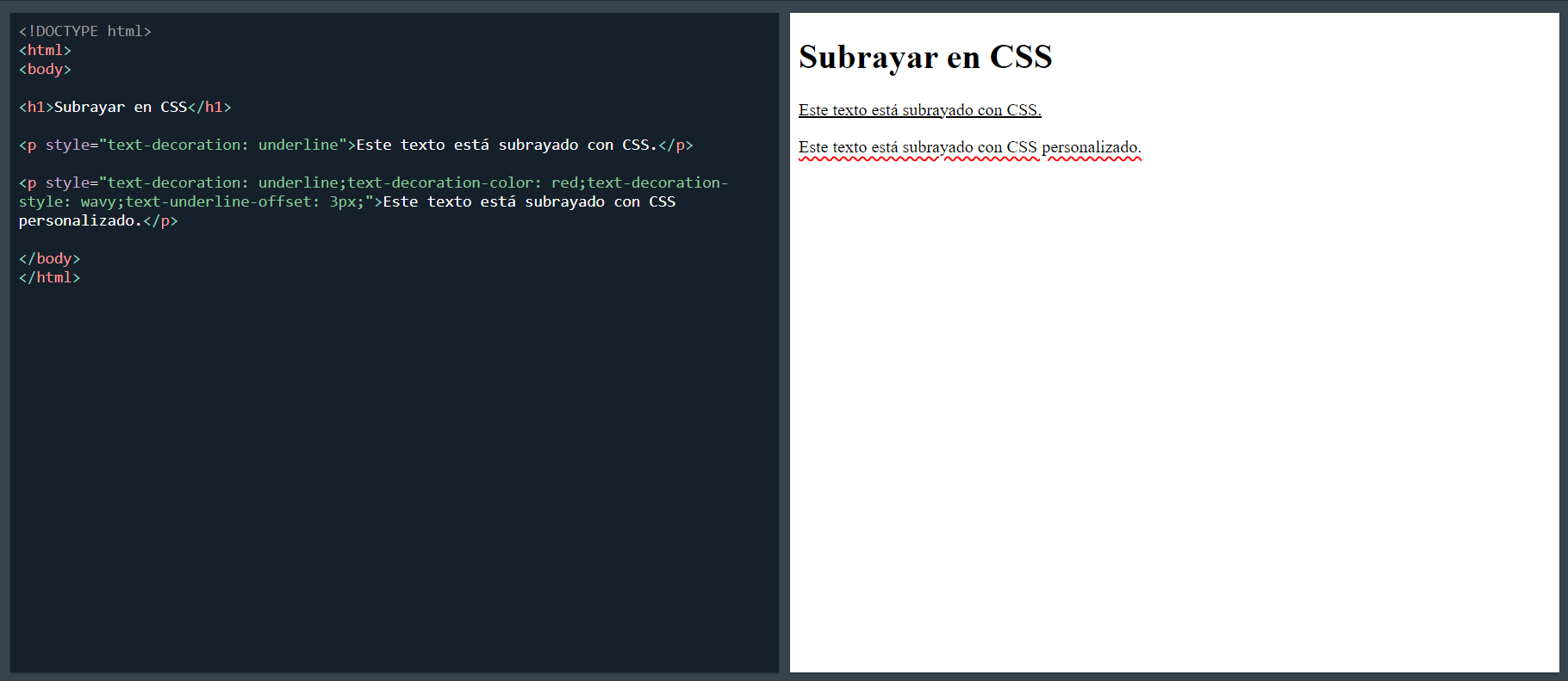 subrayar en css