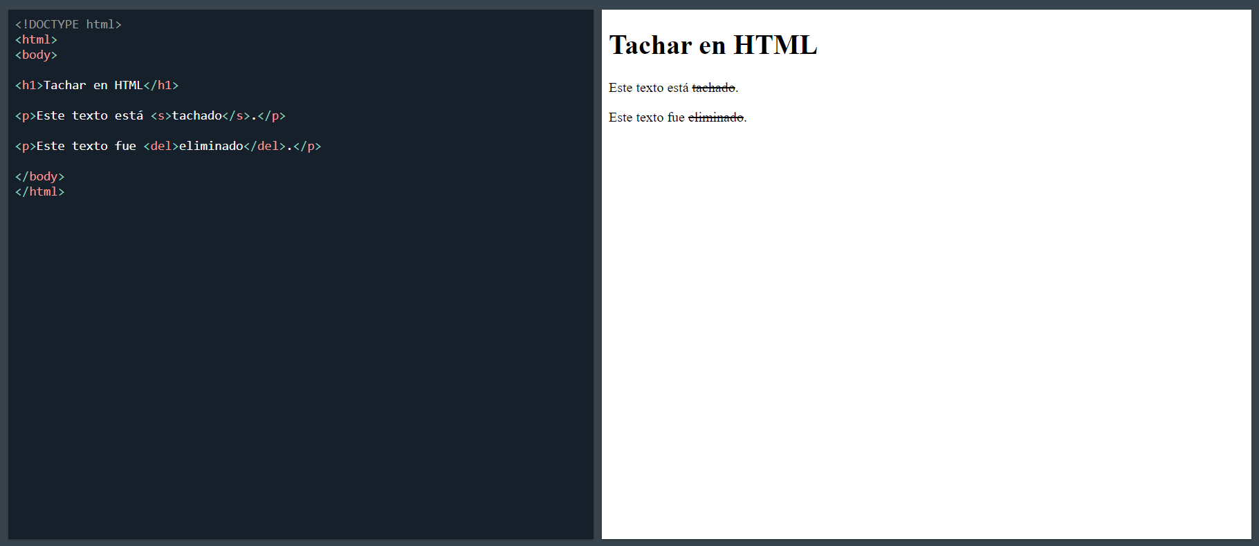 tachar texto html