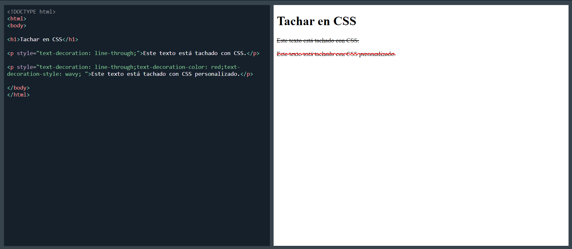 tachat texto css