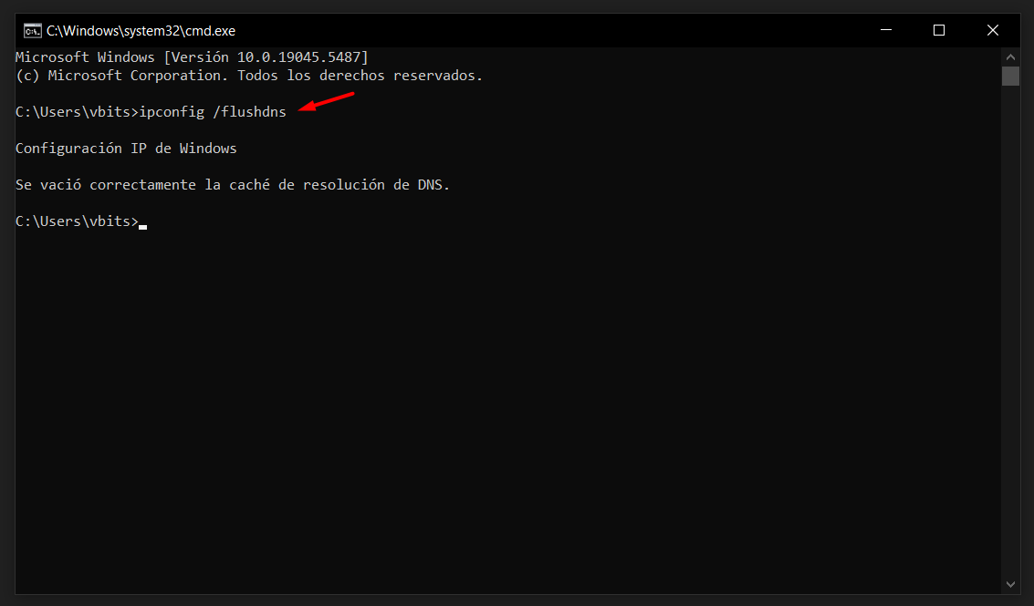 cmd windows vaciar dns