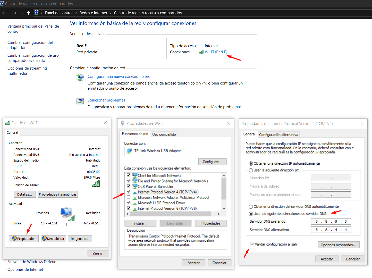 cambiar dns windows